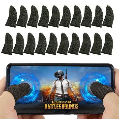 20 x Mobile Game Finger Sleeves, Spandex-Elastane Adjustable Sweatproof Anti-Fingerprint Touchscreen Accessories for Smartphone, Phone/iPad, PUBG, Call of Duty Mobile