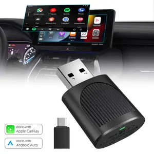 2 in 1 Wireless CarPlay Adapter for Apple & Android,Auto Converts Cars Factory Wired CarPlay to Wireless CarPlay,No Delay Hands-Free Calling CarPlay Adapter