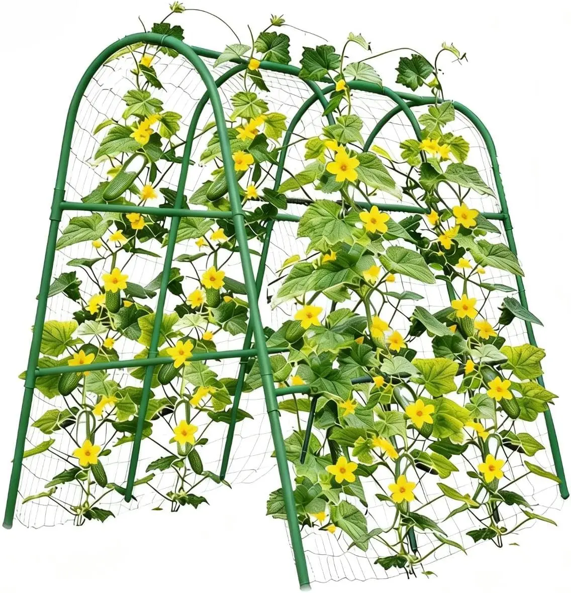 Garden Arch Trellis for Climbing Plants Outdoor, Cucumber & Melon Trellis for Raised Beds, u-Shape Plant Support for Climbing Vegetables, Grapes & Roses, Green