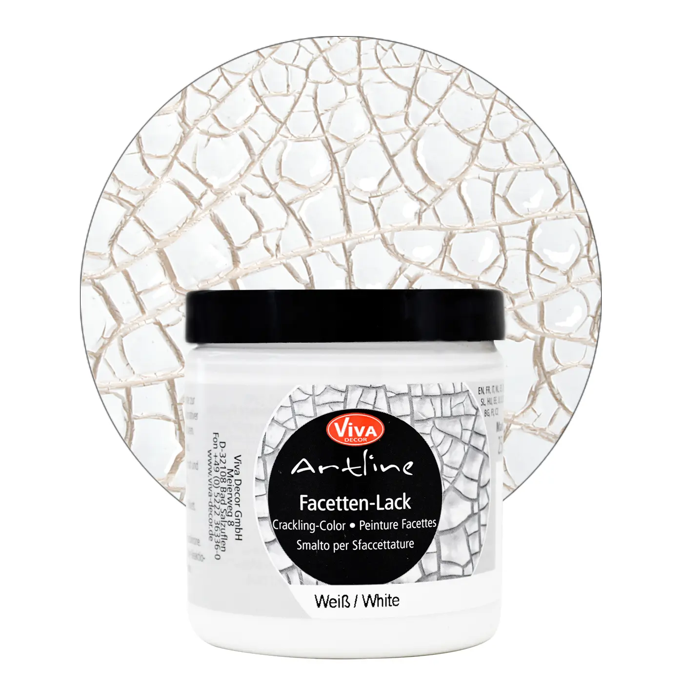 VIVA DECOR Facet Water-Based Crackle Paint (8.45 oz/250ml) - Premium Quality Sustainable Option, Transparent & Bronze Colors, Creates Cracks for Vintage Finish, Multiple Uses on Glass/Ceramics