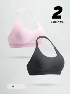 Women's Seamless Comfortable Sports Bralette Set, & Blue Colorblock Design, Tight-Fit All-Season Underwear for Women, Underwear Sets