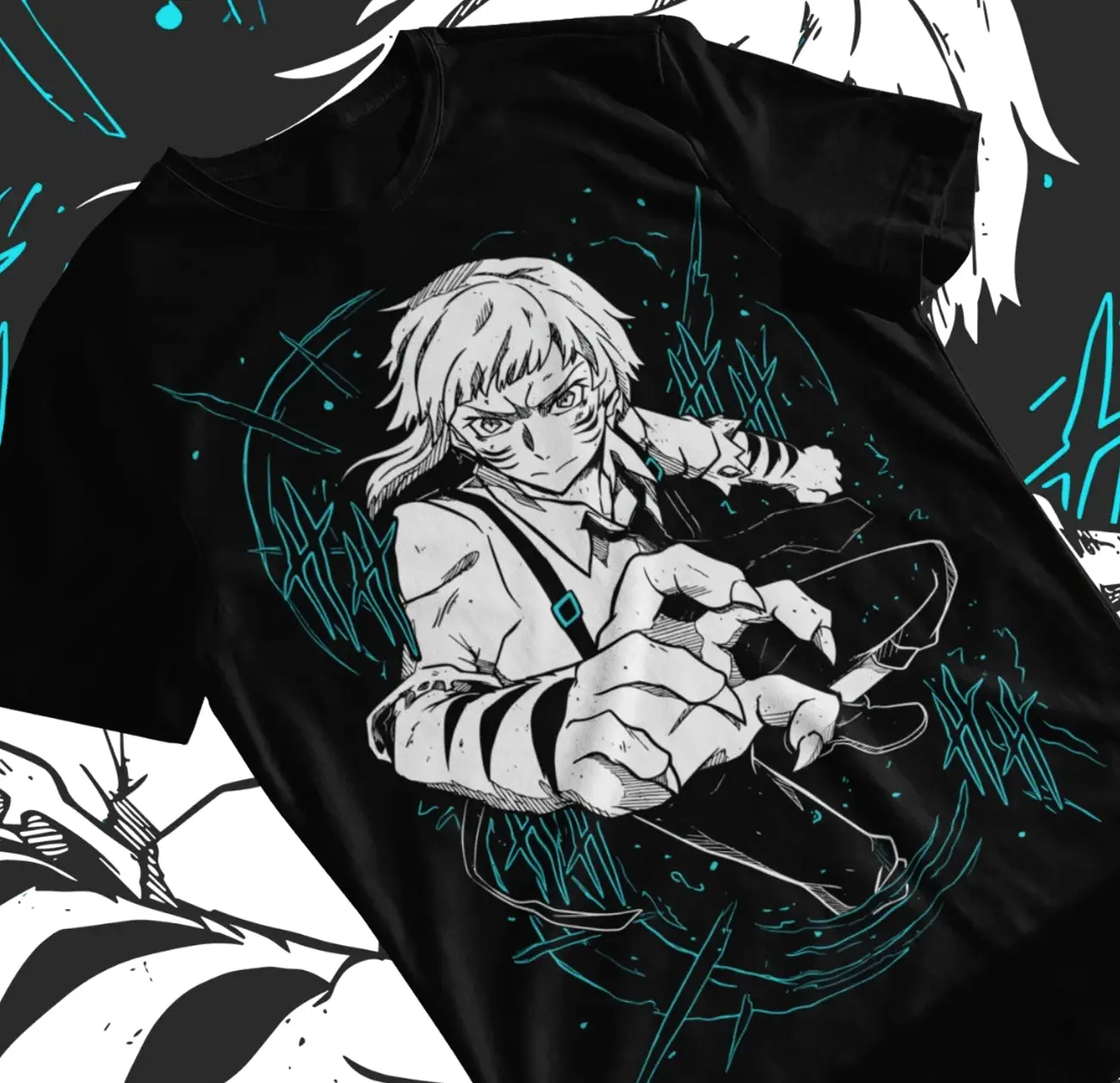 Bungou Stray Dogs T-Shirt Dazai Chuuya Nakajima Atsushi Akutagawa Shirt Soft Tee 45U