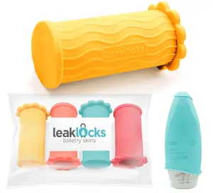 LeakLocks® Toiletry Skins - Vibrant Vacay 4 Pack Travel Containers Leak-Proof Protection Lightweight & Durable Essential Accessories Travel Essentials Travel Organizer Bag