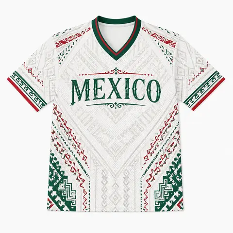 Men's V-Neck Short-Sleeve Graphic T-Shirt - Mexican-Inspired Heritage Motifs, Lightweight Cool Mesh, Breathable Men's Shirts for Summer Streetwear, Cultural Flair Tee, Graphic Clothing