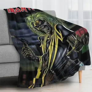 Iron Maiden Blanket Soft Cozy Fleece Throw for Sofa Bed Bedroom Heavy Metal Music Fan Gift Warm Lightweight Plush Blanket for Teens Adults Home Decor All Season Use