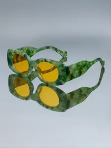 New Oval Fashion Glasses, Thick Frame Design, Unique Versatile Style, Suitable for Women & Men, Perfect for Photography & Daily Wear, Photogenic Accessory