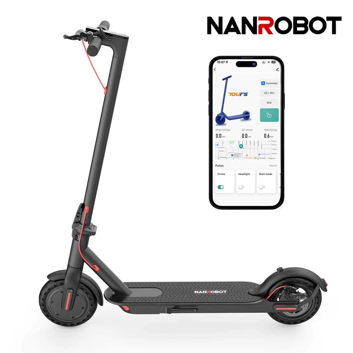350W Lightweight Electric Scooter - NANROBOT H1, 20mph Speed, 8.5" Solid Tire, 27.5lbs Portable Foldable Scooter