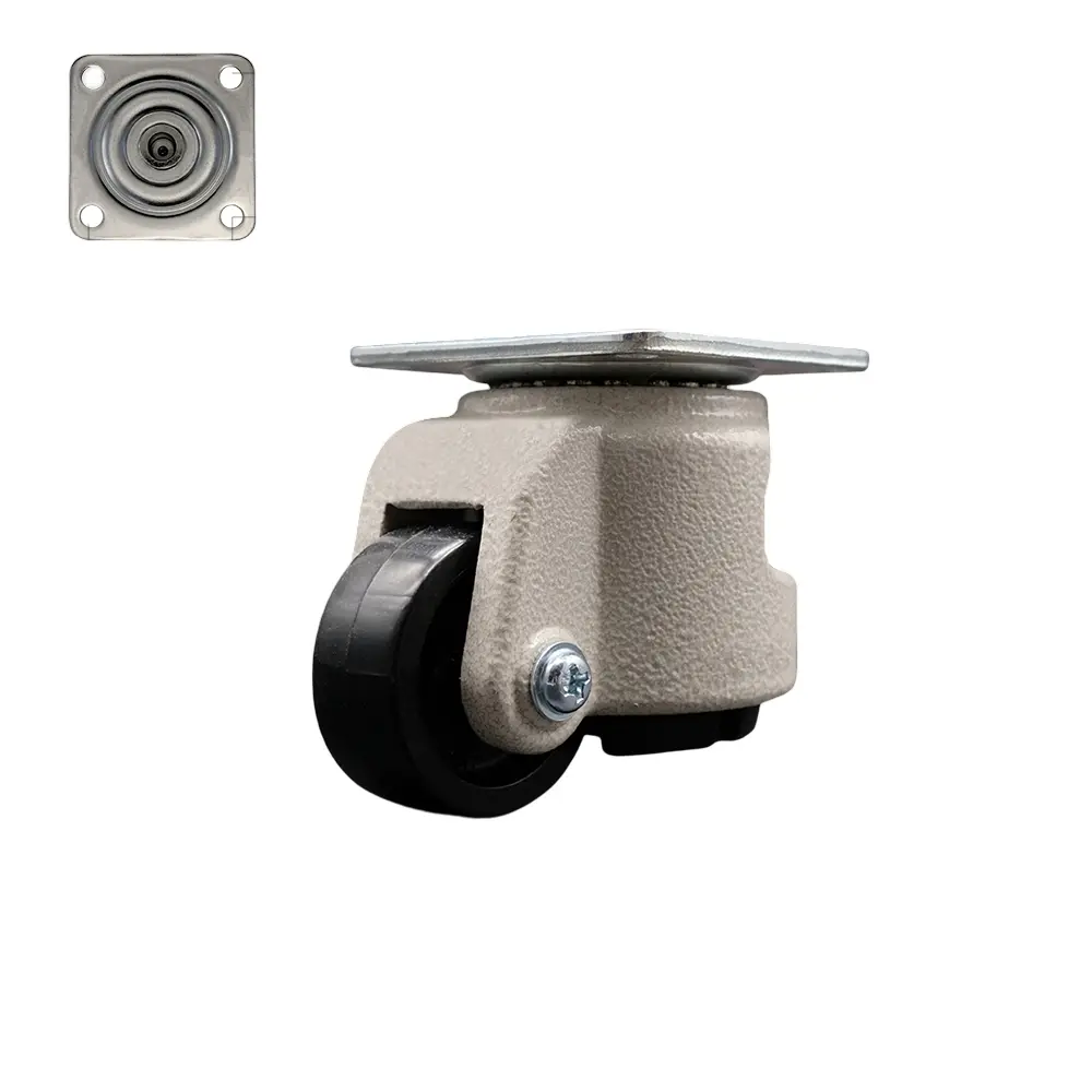 Service Caster SCC-TPLV20S50-NYR-330 Nylon Swivel Top Plate Light Duty Adjustable Leveling Caster with 1.97 in. Black Wheel, Furniture Bolts Compatible for Office Use - 330 lbs Capacity, Medical Equipment, Heavy Equipment