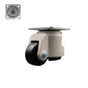 Service Caster SCC-TPLV20S50-NYR-330 Nylon Swivel Top Plate Light Duty Floor Leveling Caster with 1.97 in. Diameter Black Wheel - 330 lbs Total Capacity