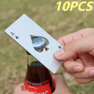 10Pcs Stainless Steel Spades A Bottle Opener Playing Cards Design Credit Card Shape Beer Bottle Opener