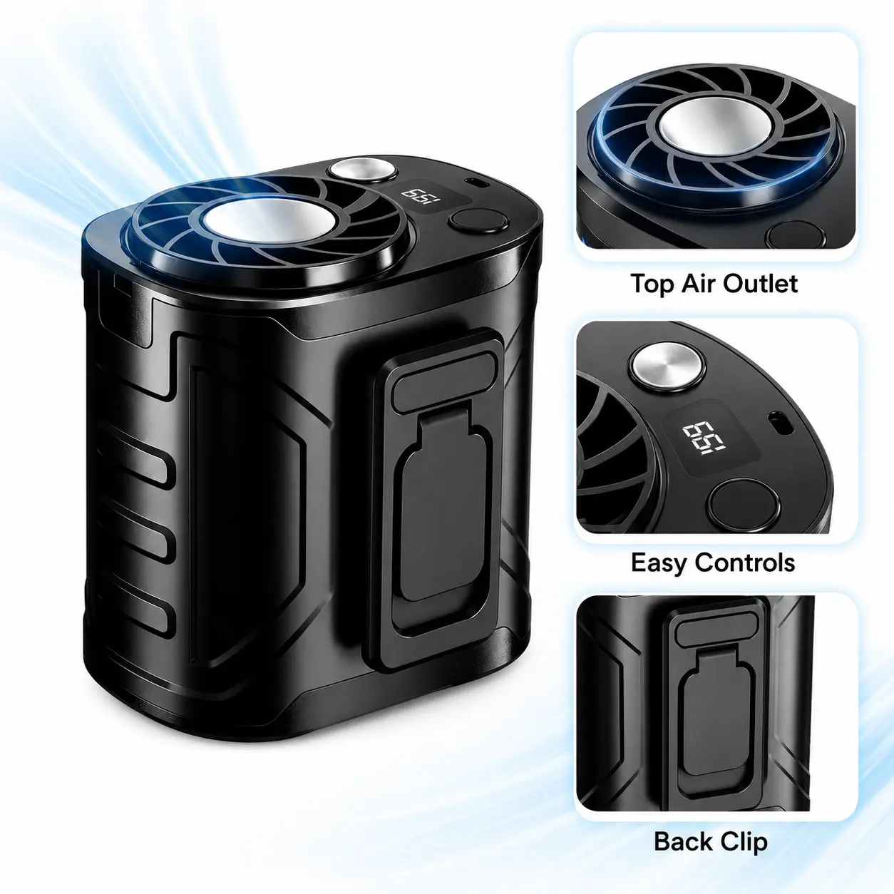 Neck-Hanging Portable Neck Fan - Powerful Brushless Motor, High-Capacity Long-Lasting Battery, 5-Speed Wind Adjustment, LED Battery Display - Ideal for Outdoor Work, Camping, Summer Gift