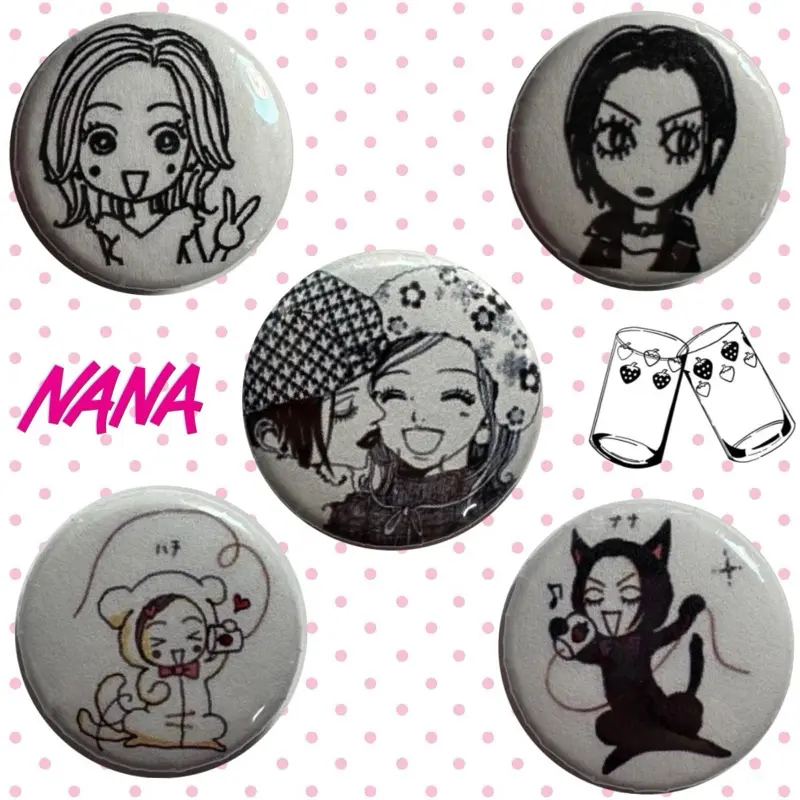 Handmade Nana and Hachi 1.25 inch Pin Button Badge Set - NANA anime pinback buttons pins
