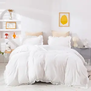 White Comforter Set Queen White Ruffle Bedding Comforter Set Queen Blanket Vintage Rustic Bedding Set with Ruffles Girls