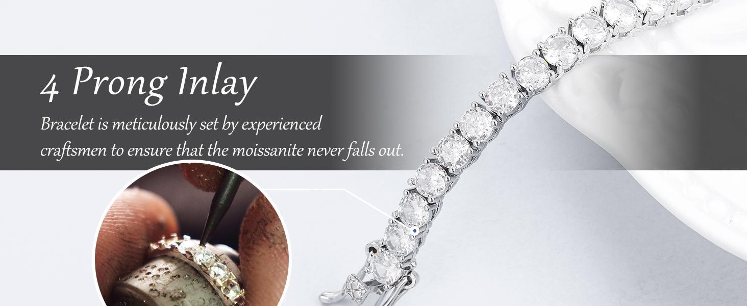 ICEOUTBOX 100% Real S925 D VVS Moissanite Tennis Bracelet For Women Men 925 Sterling Silver Sparkling Wedding Party Fine Jewelry