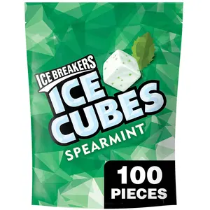 ICE BREAKERS Ice Cubes Snack Chewing Gum 8.11 oz Sugar Free Pouch, 100 Pieces - Bubblegum Snack