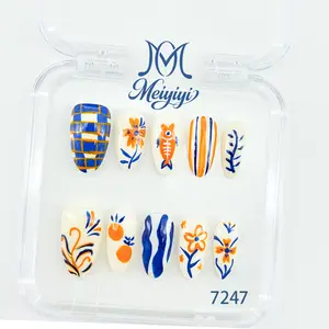 .DP.7247.Hand-painted plant wearable nails