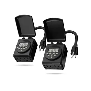 2 PACK 7 Day Outdoor Heavy Duty Digital Programmable Timer Dual Outlet BN-LINK