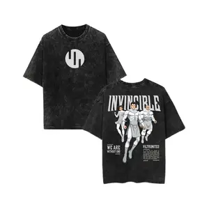 Invincible Viltrumites Vintage Washed Graphic Tee - Oversized 90s Graphic Tees for Men & Women, Premium Cotton Streetwear T Shirt, Retro "We Are Without End" Aesthetic Heavyweight Tee, Urban Men’s T-Shirts Black