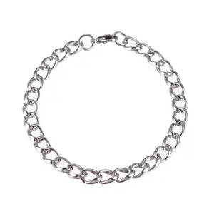 Stainless Steel Bracelet Lobster Clasp Bracelet Silver  8.5" Z40