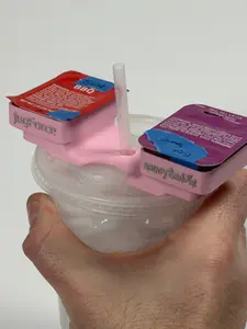 saucySaddle by jugForce - Sauce Holder for Large Drink Cup - 3D Printed USA - Fits McDonald's & Chick-fil-A - Center Straw Hole - Wide Spacing - No Mess - Free US Shipping