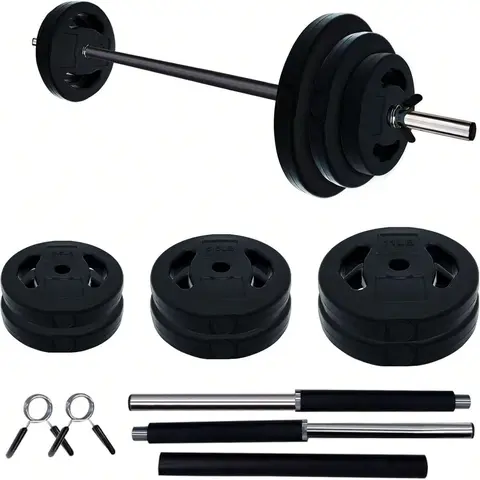 40 Lbs Black Adjustable Barbell-Dumbbell Weight Set - PU Material, Cushioned Grips, Quick-Change Rubber Plates, Adjustable Weightlifting, Home Gym Equipment for Strength Training, Adjustable Weightlifting Set