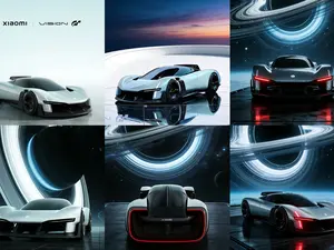 Xiaomi Vision GT Hypercar Print,Black Aluminum Frame Canvas Wall Art with Acrylic Panel,  Wood Frame or Frameless, Futuristic Sports Car Decor, Cool Black Hole Space Poster for Bedroom Living Room