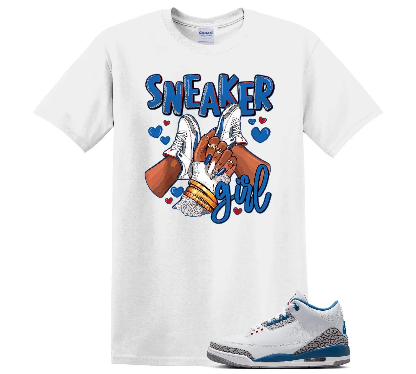 3s True Blue Matching Shirt, Sneaker Girl Graphic Tee, Rap HipHop Unisex T-Shirt, Gift For Women and Men, Best Gift