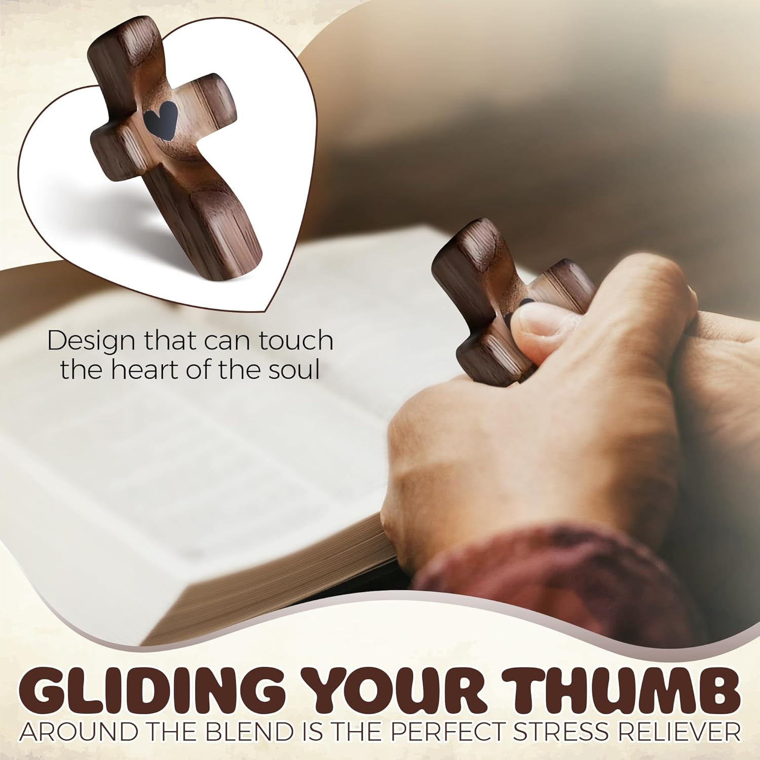 20/10/6/3PCS Pocket Wood Prayer Cross - Encouragement Gift, Fingertip Stress Relief Gifts, Ideal Christian Prayers for Handheld Use, for Personal Devotion, Family Prayer, Home Office Decor Religious Ornaments, Stress Relief Decoration Olive Set