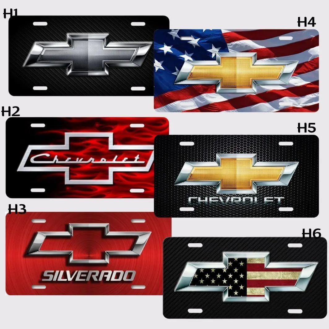 Retro Chevy Bowtie Inspired Aluminum License Plate Tag, Chevy Silverado Car Truck Tag, 12x6 Aluminum US Made, Vehicle Accessories Gift, Gift for Him