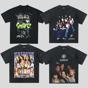 KATSEYE GLOBAL GIRL GROUP COLLECTION, KATSEYE t-shirt, K-pop girl group merch, Vintage acid-washed tee, Denim style group photo, For Menswear For Womenswear, Graphic Tees, Streetwear