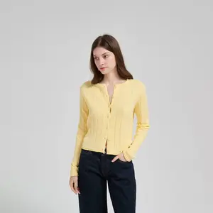 Women's Wide Ribbed Cardigan Sweater - A New Day Yellow XXL