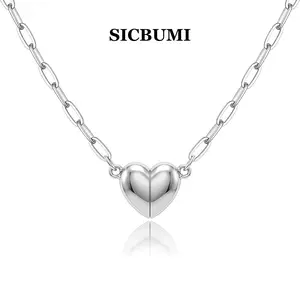 Sicbumi Magnetic Heart Necklace for Women Heart Shape Pendant Necklace Dainty Fashion Choker Necklace Jewelry Love Party Mother's Day Gift