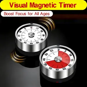 Visual Magnetic Timer - Mechanical Dial Display Time Management Tool - for Cooking Study Kids Kitchen Classroom