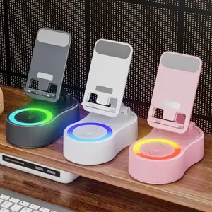 2026 New Audio Bluetooth-compatible Speaker, 5-In-1 Phone Stand, Wireless Speakers, USB Rechargeable, Lightweight and Portable Mobile Tablet Holder, Colorful Ambient Light, Ideal Gift For Friends&Family