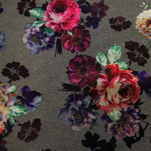 Bohemian Foil Printed Stretch Denim Fabric | Blue Moon Fabrics