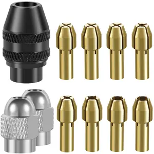 11 Counts Electric Grinder Collet Set Sturdy Drill Chuck Collet Kit 1/32inch -1/8inch Shank Replacement Metal Bit Chuck Shank Rotary Tool for Rotary Tools