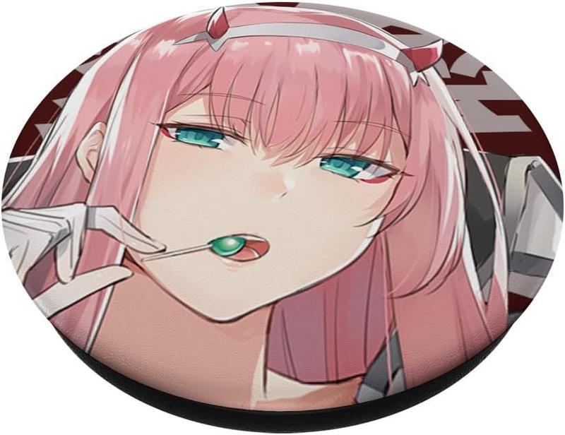 PopSockets Japanese Anime Cosplay 02 Girl Otaku PopGrip - Leather Plastic Wireless Phone Silicone Stick Waterproof SmartPhone Adhesive Backing Swappable Top