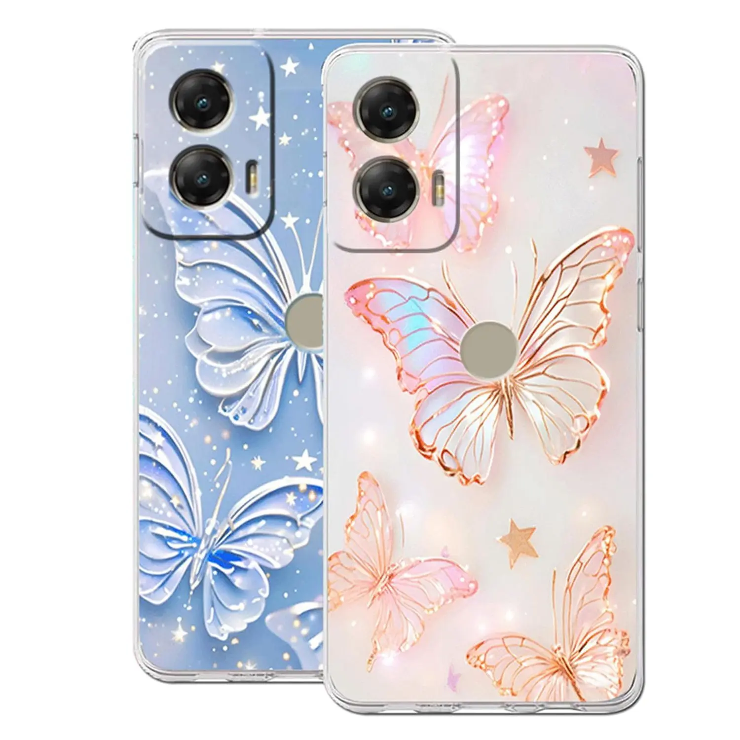 Elegant Butterfly Print Phone Case Cover Set, Ultra-Thin Soft Tpu, Shockproof Luxury Protection, for Motorola Moto G/stylus/edge 5g, 2 Pieces, Cellphone