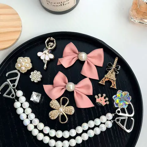 Elegant Girl Style Shoe Buckle Set, Bow Ballet Dancer Eiffel Tower Decorations, Trendy Hole Shoes Accessories, Decorative Shoe Accessories, 12 Piece Set Women, Shoe Embellishment Set, Shoe Decoration Charms