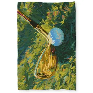 Conscious Sales C1DCTXLWY0KEEM Golden Club Green Illustrative Twin Size Extra Long Duvet Cover - Home Decor