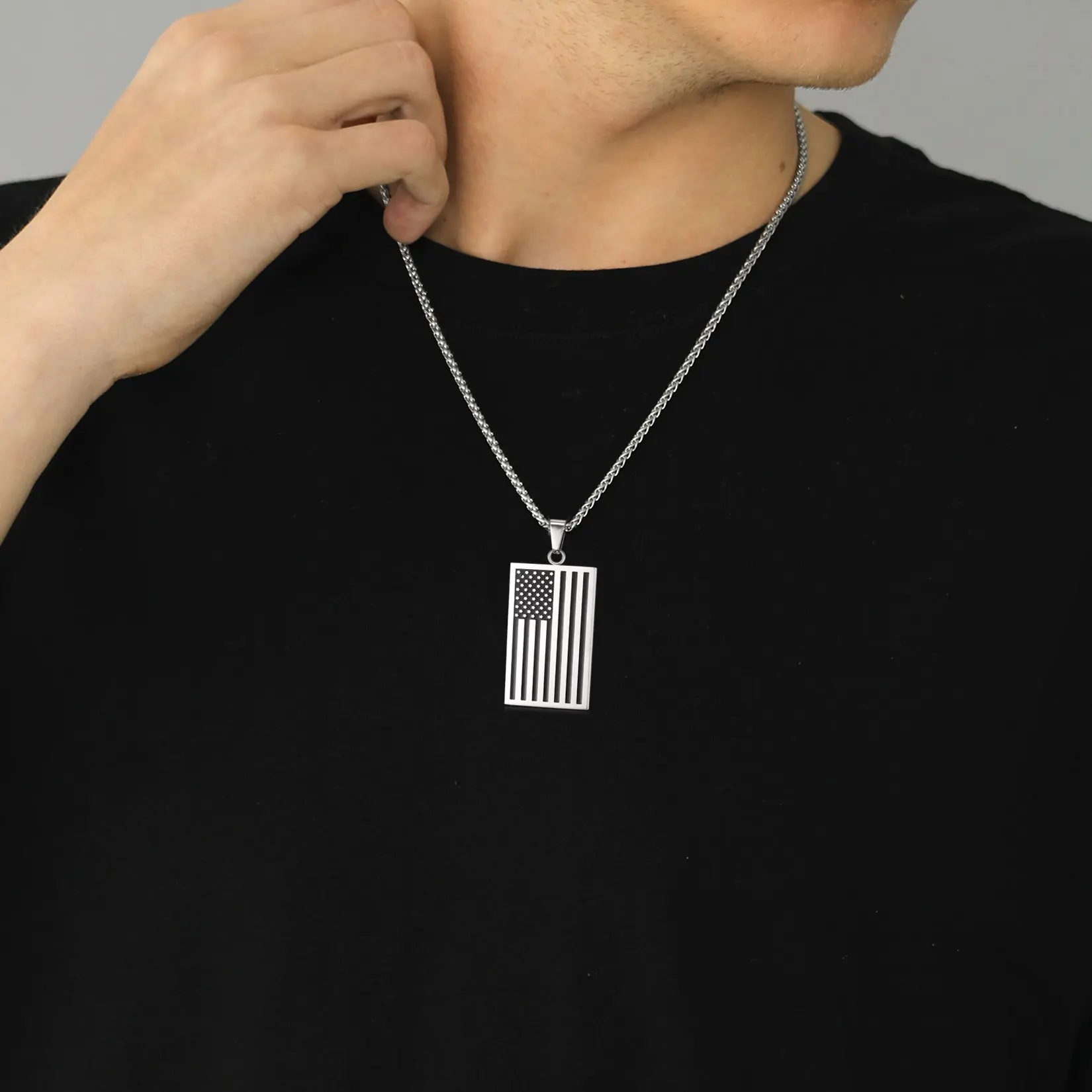 FaithHeart American Flag Necklace National Patriotic Jewelry For Unisex