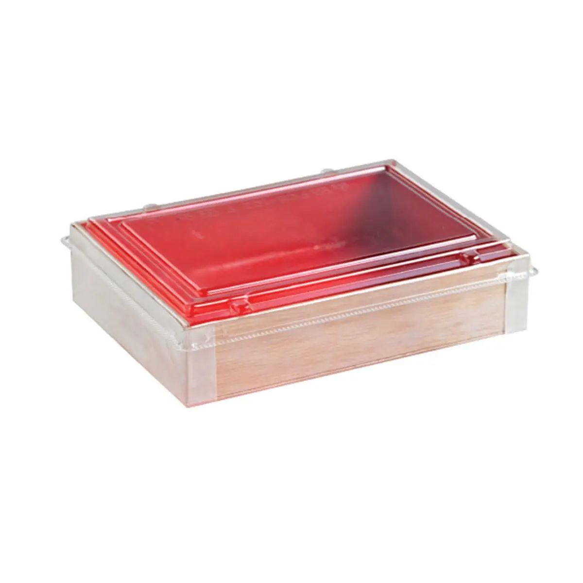 PacknWood 210SAMRED120 Wooden Folding Gift Box - Red Shiny Interior, 24 Oz, Pack of 100 (Home Organizer Storage Box)