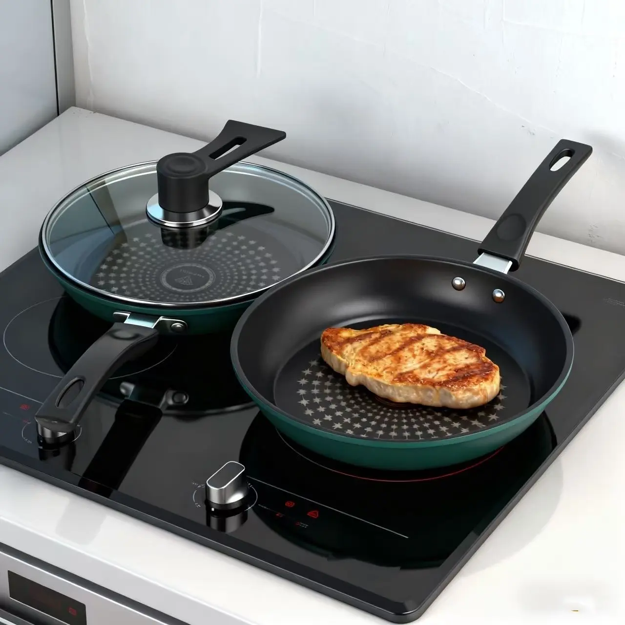 24CM Green Flat Bottom Nonstick Egg Frying Pan - Lidless, Durable Kitchen Food Cookware, Essential Nonstick Cooking Tools for Home Kitchens