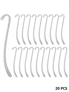 20 Metal Bookmarks Hair Clips Hooks, Vintage Silver Color Carved Ring Design, Pressed Flower Bookmarks, Jewelry Making Accessories