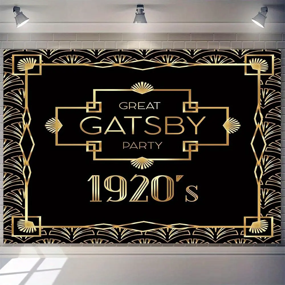 1920s Retro Great Gatsby Party Backdrop, Elegant Luxury Geometric Vintage Polyester Fabric Decor, 230x179cm Banner for Birthday, Wedding Celebrations, Photo Booth Studio Props,summerwins