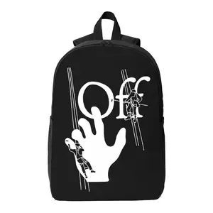 Off Hand Paint Backpack 17in Casual Daypack Street Style with Bold 'Off' Design and Black Color Scheme
