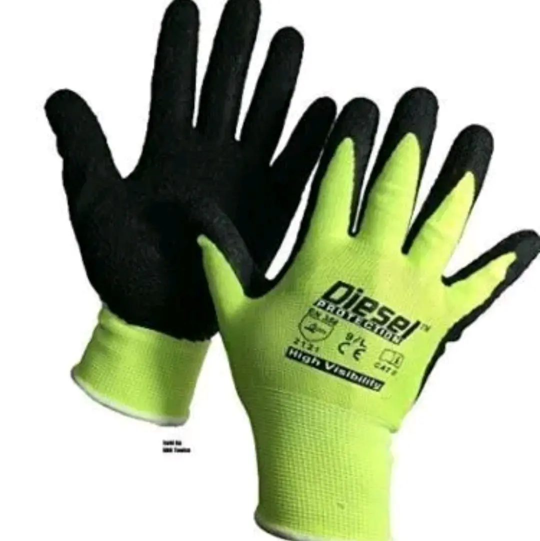 12 Pair Green Safety Gloves Latex Coated Grip  Dirt Resistant Color, Construction Gloves, Work Gloves