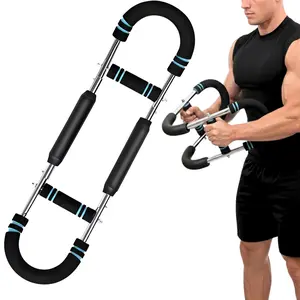 Arm Trainer 60-110lb Adjustable Chest Workout Equipment Men's Arm Strength Trainer Portable Spring Resistance Power Twister Bar for Home Workout Hand Grip Strengthener