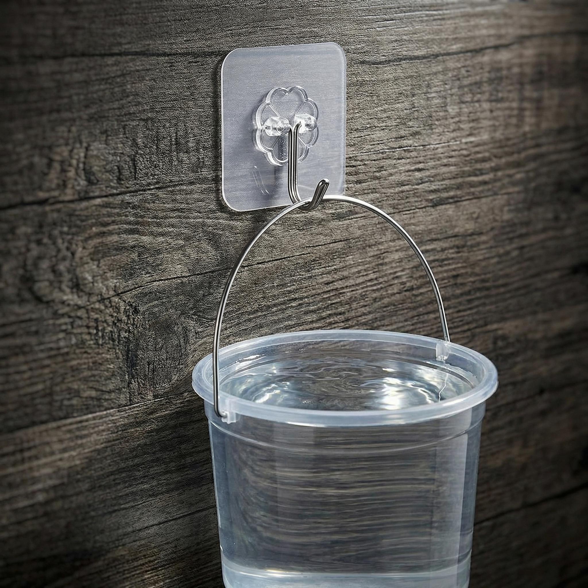 No-Drill Transparent Wall Hooks Heavy Duty 304 Stainless Steel Self Adhesive Hangers - Traceless, Removable for Kitchen, Bathroom, Bedroom - Easy Peel & Stick Installation, Max Load for Towels, Utensils, Bags