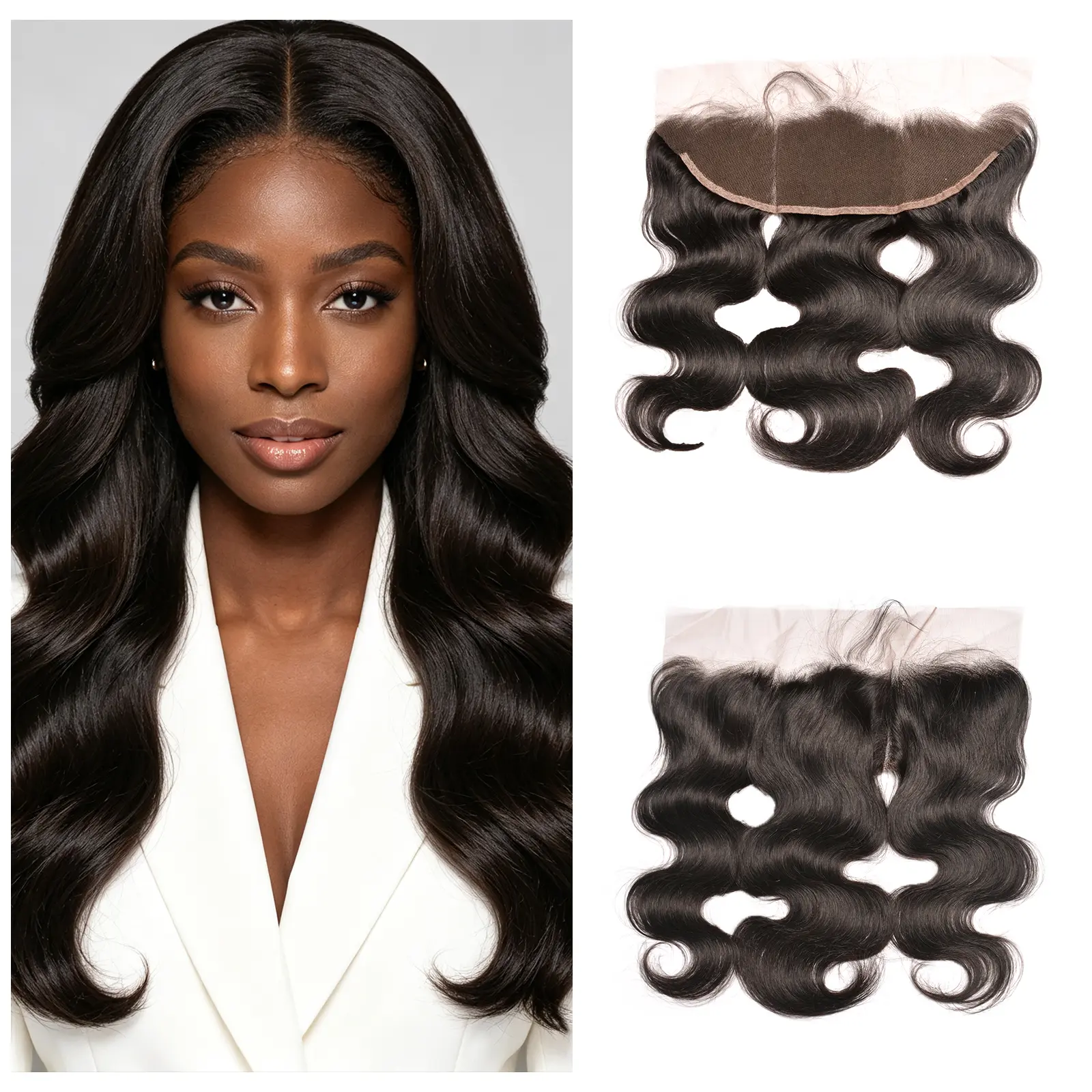 Msgem Hair 13 x 4&13 x 6 Lace Frontal Closure Body Wave Ear to Ear Lace Frontal Pre Plucked Body Wave Human Hair Closures Free Part 150% Density Natural Black Color #SummerVibes